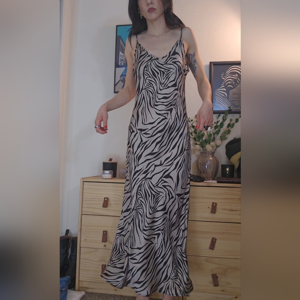 Zebra Print Maxi Slip Dress